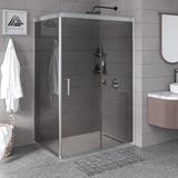 Kupon Duş ve Banyo Sistemleri Vesta D201 Dikdörtgen Duşakabin Parlak Profil Füme Cam H: 190 cm - 80x130