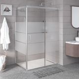 Kupon Duş ve Banyo Sistemleri Vesta D201 Dikdörtgen Duşakabin Parlak Profil Şeffaf Cam H: 190 cm - 80x110