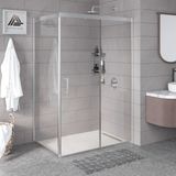 Kupon Duş ve Banyo Sistemleri Vesta D201 Dikdörtgen Duşakabin Parlak Profil Şeffaf Cam H: 190 cm - 80x140