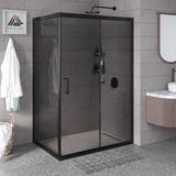 Kupon Duş ve Banyo Sistemleri Vesta D201 Dikdörtgen Duşakabin Siyah Profil Füme Cam H: 190 cm - 80x120