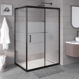 Kupon Duş ve Banyo Sistemleri Vesta D201 Dikdörtgen Duşakabin Siyah Profil Kumlu Cam H: 190 cm - 80x110
