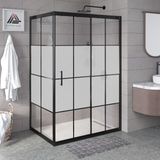 Kupon Duş ve Banyo Sistemleri Vesta D201 Dikdörtgen Duşakabin Siyah Profil Kumlu Karolaj Cam H: 190 cm - 80x110
