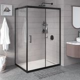 Kupon Duş ve Banyo Sistemleri Vesta D201 Dikdörtgen Duşakabin Siyah Profil Şeffaf Cam H: 190 cm - 80x120