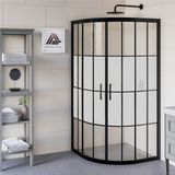 Kupon Duş ve Banyo Sistemleri Vesta D300 Oval Duşakabin Siyah Profil Kumlu Karolajlı Cam H: 190 cm - 100x100