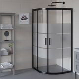 Kupon Duş ve Banyo Sistemleri Vesta D300 Oval Duşakabin Siyah Profil Şeffaf Cam H: 190 cm - 100x100