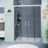 Kupon Duş ve Banyo Sistemleri Vesta D400 Iki Duvar Arası 2 Sabit 2 Sürgü Duşakabin Parlak Profil Şeffaf Cam H: 190 cm - 182 cm