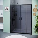 Kupon Duş ve Banyo Sistemleri Vesta D400 Iki Duvar Arası 2 Sabit 2 Sürgü Duşakabin Siyah Profil Füme Cam H: 190 cm - 152 cm