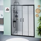 Kupon Duş ve Banyo Sistemleri Vesta D400 Iki Duvar Arası 2 Sabit 2 Sürgü Duşakabin Siyah Profil Şeffaf Cam H: 190 cm - 193 cm