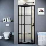 Kupon Duş ve Banyo Sistemleri Vesta D500 Katlanır Duşakabin Siyah Profil Kumlu Karolajlı Cam H: 190 cm - 94 cm