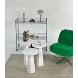 Kuppdesign Lilyum Mantar Sehpa Üçlü Set Beyaz