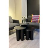 kuppdesign Linen Mantar Yan Sehpa 3'lü Set Siyah