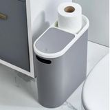 Kups Çöp Kovası, 10 Lt Kapasiteli, Plastik, Tuvalet Kağıdı Tutuculu, Dar Alana Uyumlu, (ANTRASİT)
