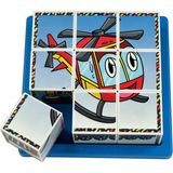 Küpss Neşeli Taşıtlar 3D Puzzle - (9 Küp 6 Yapboz) - Gemi/helikopter/tren/roket/ufo/balon
