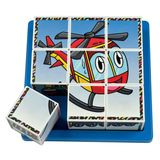 KÜPSS Neşeli Taşıtlar Puzzle - (9 Küp 6 Yapboz) - Gemi/Helikopter/Tren/Roket/Ufo/Balon