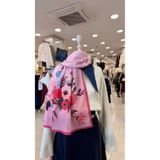 KUQOS Pastel Çiçek Desenli Şal Pembe