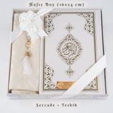Kuran + Seccade + Tesbih Hediye Seti (Hafız Boy, Ekonomik Cilt, Desenli Kutu, Beyaz)