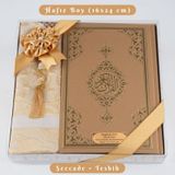 Kuran + Seccade + Tesbih Hediye Seti (Hafız Boy, Ekonomik Cilt, Desenli Kutu, Gold)