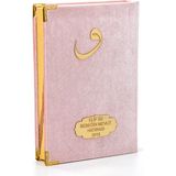 Kuranı Kerim - Kadife Kaplı - Isme Özel Plakalı - Vav Harfli - Orta Boy - Pembe - Mealli Kuranı Kerim (Ciltli)