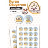 Kuran'ı Kerim Okuyor,harfleri Bitirdi Sticker Etiket 4 cm 24 Adet -T1469 - Renkli - YUVARLAK