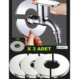 Kurbabio 14X5 cm Paslanmaz Çelik Sonradan Takılabilir Kendinden Yapışkanlı Geçmeli Musluk Aynası Boru Rozeti Kırık Duvar Gizleme Halkası - 14 x 5 cm