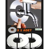 Kurbabio 14X6 cm Paslanmaz Çelik Kendinden Yapışkanlı, Musluk Aynası Boru Rozeti Hortum Halkası 14X6 cm Paslanmaz Çelik X2 Adet Kendinden Yapışkanlı, Musluk Aynası Boru Rozeti Hortum Halkası