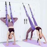 Kurbabio Çantalı Kapı Takozlu Pilates Bacak Germe Denge Yoga Kemeri Fitness Fizik Tedavi Aleti - Mor