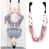 Kurbabio Çantalı Kapı Takozlu Pilates Bacak Germe Denge Yoga Kemeri Fitness Fizik Tedavi Aleti - Pembe - Mor - Toz Pembe