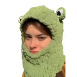 Kurbağa Puffy Bere, Balaclava, El Örgüsü Maske & Bere