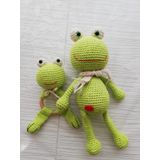 Kurbağa Uyku Arkadaşı ve Çıngırak Amigurumi Organik Oyuncak
