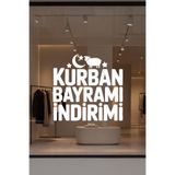 Kurban Bayramı İndirimi Cam Sticker, Vitrin Mağaza Kampanya Yazısı, Beyaz, 50x48 cm