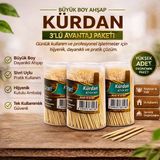 Kürdan Büyük Boy Ahşap Kürdan Hijyenik Paket Tek Kullanımlık Dayanıklı Kürdan Seti 3 Adet