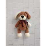 Kurdelalı Şirin Kahverengi Köpek Amigurumi Organik Oyuncak