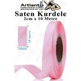 Kurdele Saten 2 cm 10 Metre 1 Adet Saten Kurdela Parlak Hediye ve Süsleme Şeridi Süs Paketleme Çiçek Saç El Sanatı - Açık Pembe