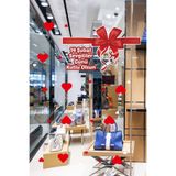 Kurdele Tasarım 14 Şubat Sevgililer Günü Vitrin Cam Süsleme Sticker, Kendinden Yapışkanlı Vitrin Çıkartma