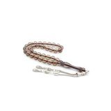 Küre Kesim Kokulu Kahverengi Toz Kehribar Tesbih 10 Mm