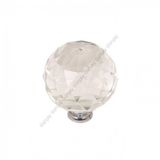 Küre Kristal Taşlı Kulp Küre 30Mm Şeffaf Krom (2 Adet)