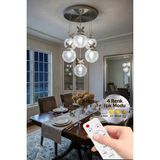 Küre Model 6"lı Kumandalı Siyah 3 Renk Modu Ledli Kristal Taşlı Modern Salon Mutfak Oturma Odası LED Avize