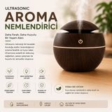 Küre Model Akasya Renk Hava Nemlendirici – Ultrasonik Soğuk Buhar Makinesi, LED Işıklı - Koyu Ahşap