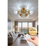Küre Model Gold 6"lı Kumandalı Ledli 3 Renk Modu Kristal Salon Mutfak Yatak Çocuk Odası Avize - Altın