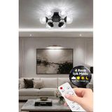 Küre Model Siyah 6"lı Ledli 3 Renk Modu Kristal Salon Mutfak Yatak Çocuk Odası Avize