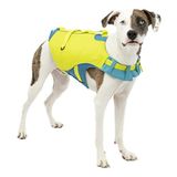 Kurgo Surf n' Turf köpek can yeleği, yüzme için can yeleği, köpekler için yüzen yelek, PFD, yansıtıcı, ayarlanabilir, mavi/yeşil, orta