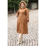 Kürk Yakalı Beli Bağcıklı Mont Taba 19269 - 40