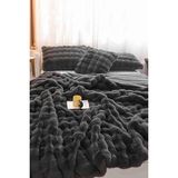 Kürk Yorgan Çift Kişilik Dolgulu Peluş Yumuşak Wellsoft Çift Taraflı Yatak Örtüsü 3 Parça Set Loria Antrasit - Çok Renkli - 0,6 x 19 x 29 cm