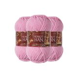 Kürkçü Han Dekor El Örgü İpi 3'lü Paket 100gr 100m Açık Pembe