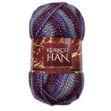 Kürkçü Han Duru El Örgü İpi 100 gr 310 mt - Simli & Renk Geçişli - Yumuşak Akrilik, Poliamid, Polyester Karışımı - Atkı, Kazak, Şal, Hırka Yapımı için Orta Kalınlıkta İp (5-6 mm Şiş) (CD15)