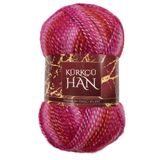 Kürkçü Han Duru El Örgü İpi 100 gr 310 mt - Simli & Renk Geçişli - Yumuşak Akrilik, Poliamid, Polyester Karışımı - Atkı, Kazak, Şal, Hırka Yapımı için Orta Kalınlıkta İp (5-6 mm Şiş) (CD16)