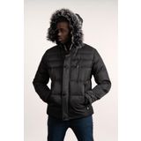 Kürklü Kapşonlu (Kürk ve Kapşon Çıkartılabilir) İçi Polarlı Slimfit Kısa Mont SİYAH M