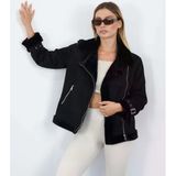 Kürklü Süet Biker Ceket
