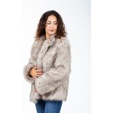 KürkZone Kadın Ingiliz Yaka Rakun Kürk Kaban (Kar Kabanı) - 3XL - 213-Kahverengi