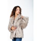 KürkZone Kadın Krem Renk Extra Kalın Kürk Kaban Mont Modern Stil Özellikli - 44